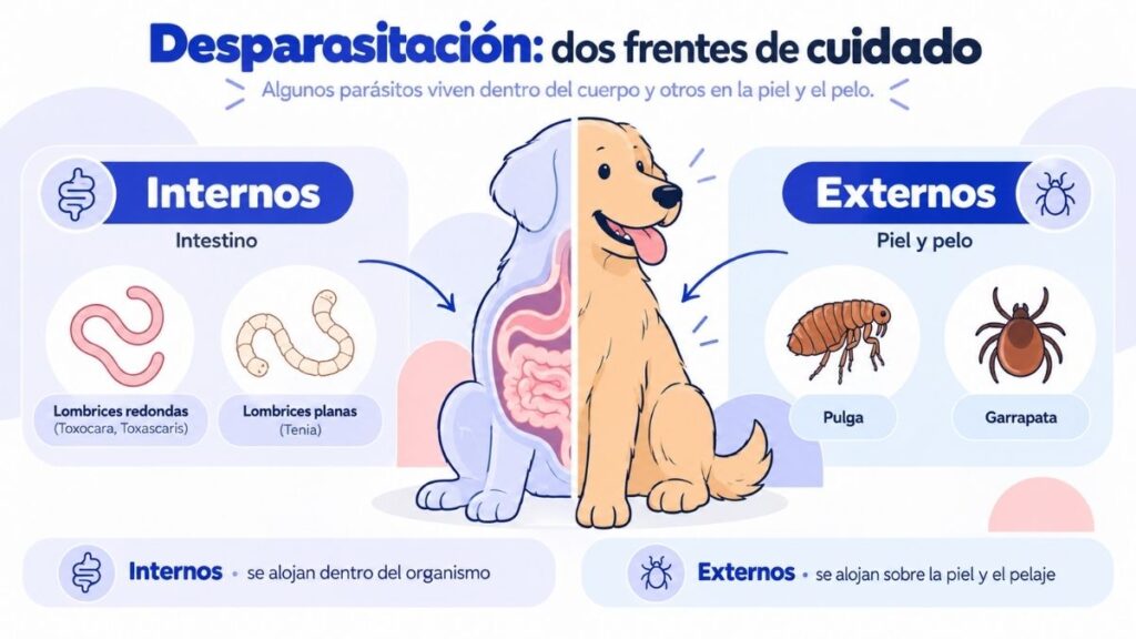 Los dos frentes de la desparasitación en mascotas: parásitos internos y externos